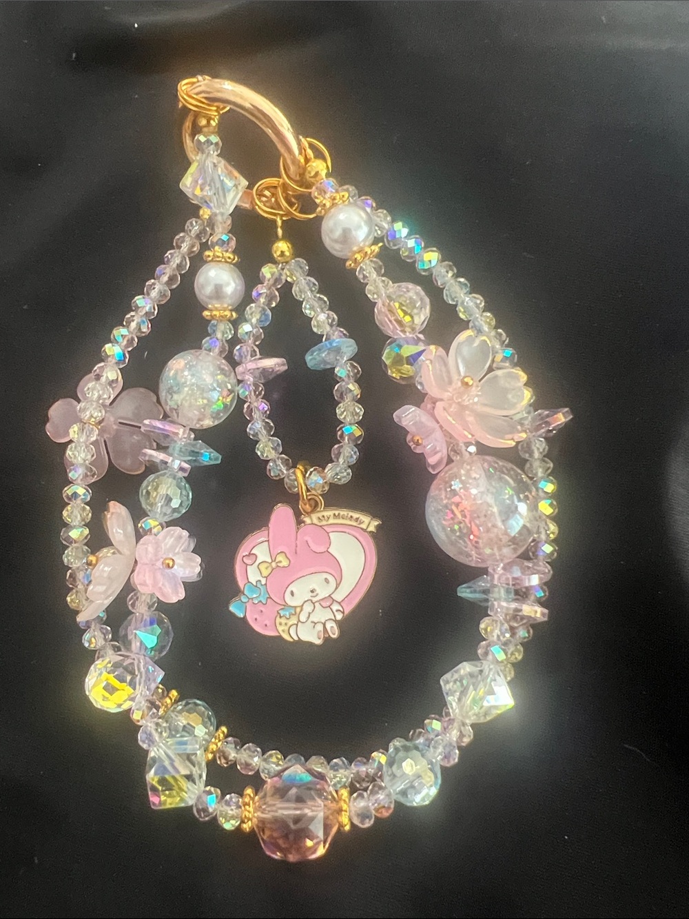 Sanrio My Melody Sparkling Pink Iridescent Beaded Kids Bracelet